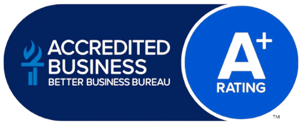 Better Business Bureau Accredited Business A+ rating badge